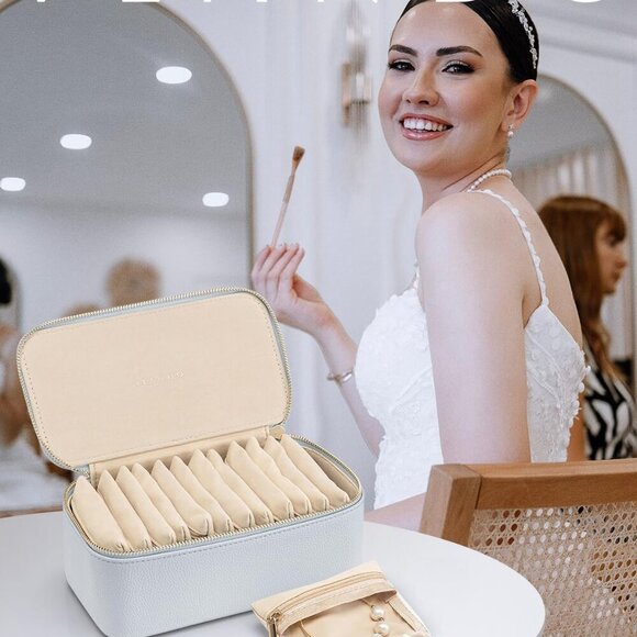 Travel Jewelry Case Organizer,Small Jewelry Box with 12 Velvet Jewelry Storage P - Picture 5 of 7